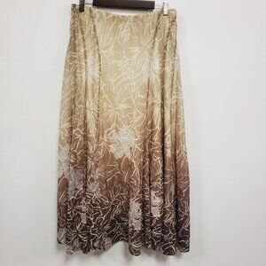 Coldwater‎ Creek Womens Floral Forest Fairy Maxi Skirt Size L Brown Whimsical